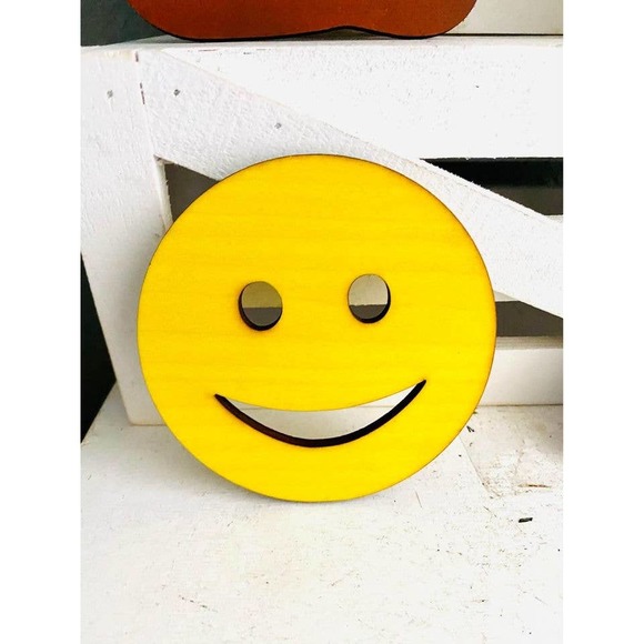 Set of 4 Wood Emoji Coasters - Picture 5 of 7